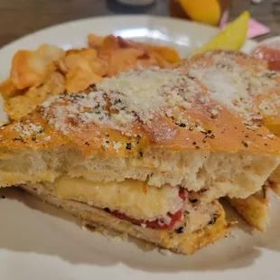 Chicken Focaccia.   Served with house vinaigrette that made this sandwich out of this world.