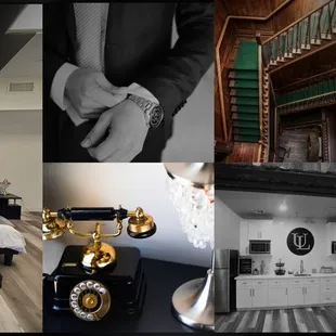 a black and white photo of a bedroom