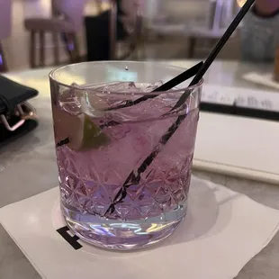 Butterfly Effect cocktail - $16, I believe.