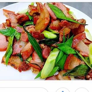 Stir-Fried Preserved Pork w/Garlic Sprouts