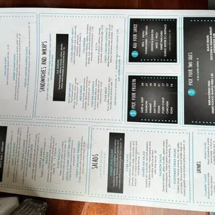 a menu for a restaurant