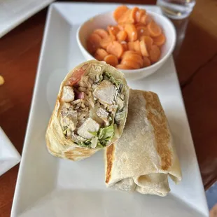 Chicken Bruschetta Wrap w/ side of carrots