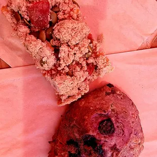 Granola bar and blueberry scone