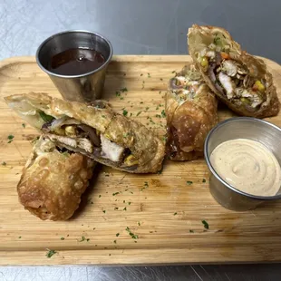 Blackened chicken egg rolls