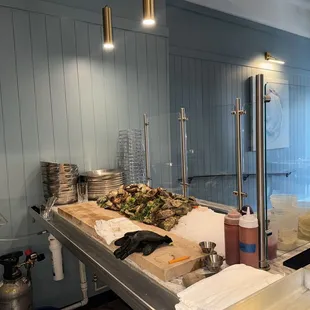 Oyster shucking area