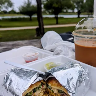 Frappa-chai and a burrito!