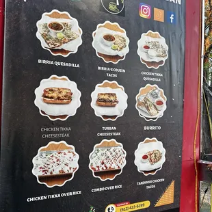 The Urban Turban Menu with Pictures