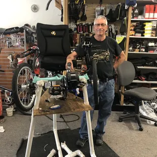 Denny, owner of The Used Bike Store  and his excellent remake of my old terra trike rambler.