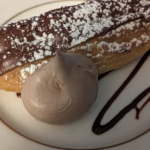 a dessert with a scoop of ice cream