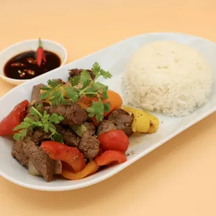Shaken Beef With White Rice