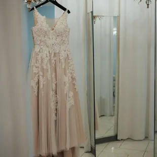 Wedding dress in bridal suite