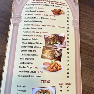 menu