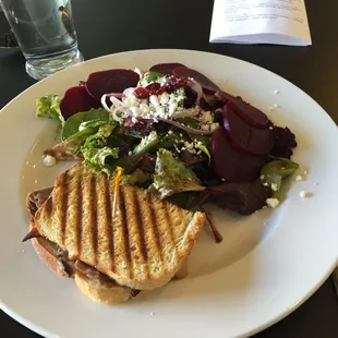 My 1/2 roast beef panini with 1/2 sized beet salad...$8.50, not bad at all