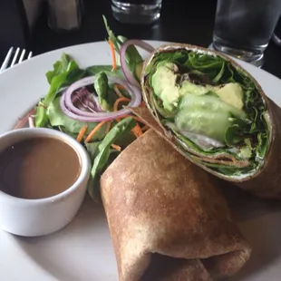 Avocado garden wrap with side salad. Deeee-licious.