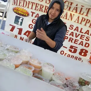 a woman selling food