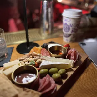 a platter of meat and cheese