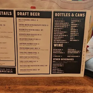 a menu and wallet on a table