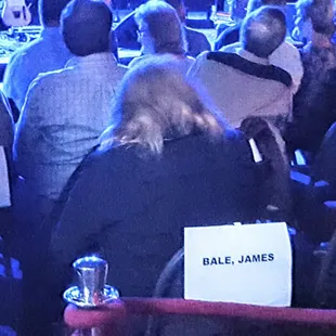 Names on the backs of chairs at the Dave Mason show at The Vanguard