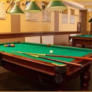 a pool table and billiards