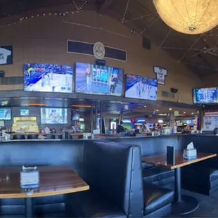 the interior of a sports bar