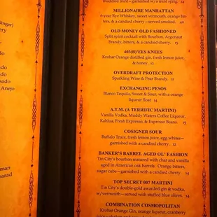Cocktail Menu