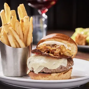 a burger and french fries