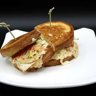 California Reuben

Oven Roasted Turkey Breast  |  Melted Swiss Cheese  |  Avocado  |  Tomato  |  Cole Slaw  |  Grilled Sourdough Bread