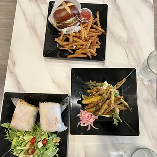 Oyster Mushroom Po&apos;Boy, Okra Fries, and Pushin P. So good!