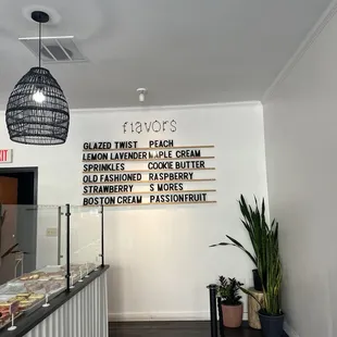 Flavors menu
