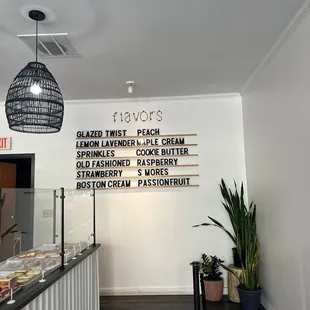 Flavors menu