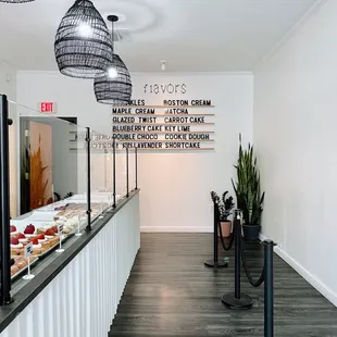 Interior with the menu of monthly flavors on display