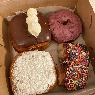 Assorted four-pack. Couldn&apos;t stop myself from taking a bite (or four) before taking the picture!