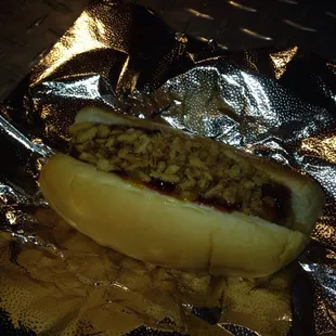 Mouth watering holiday dog!