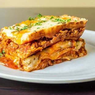 a plate of lasagna