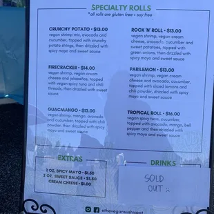 Menu from an event.