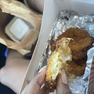 Mac and cheese stuffed onion rings