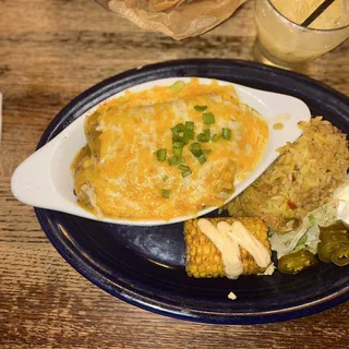 Smoked Brisket Enchiladas with 2 Sides