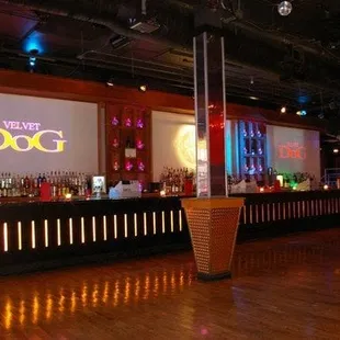 a bar with neon lights