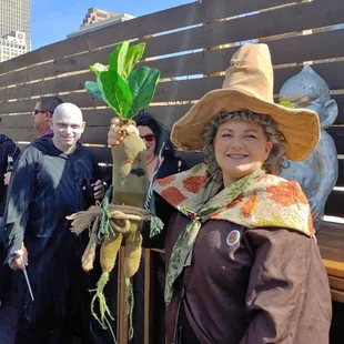 Hufflepuff house head Pomona Sprout at the 2019 #WizardPubCrawl .