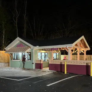 a small building with a awning