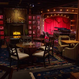 a stage with a piano