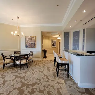 Suite 36.310 at the Venetian Resort at the fat end of the living room looking back towards the door