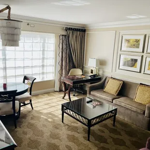 Nice working area. The couch can sleep one more guest.