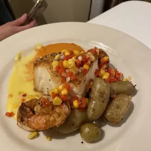 Wife got the sea bass. Normally it is not gluten free, but Richard made sauce, from scratch, to make this a gluten free dish for her.