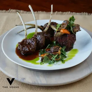 In house catering! (Seared Lamb Chops)