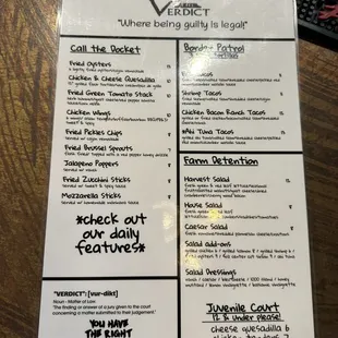 menu