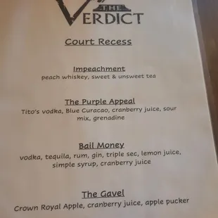 Cocktail Menu (front)