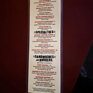 Food menu