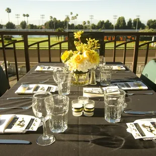Outdoor seating provides the ultimate viewing experience of racing at Los Alamitos