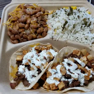 great tasting rice and beans!  carne asada taco plate